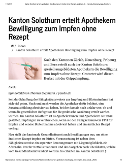 Kanton Solothurn erteilt Apothekern Bew...ch