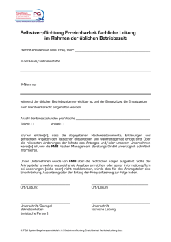 Selbstverpflichtung Erreichbarkeit fachliche Leitung