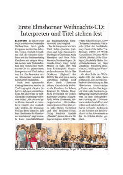 Erste Elmshorner Weihnachts-CD: Interpreten und Titel stehen fest