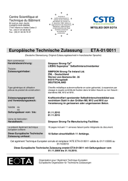 Europäische Technische Zulassung ETA-01/0011