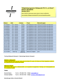 Tätigkeitsprogramm Stützpunkt FE-12 „LU Nord“ Saison 2015/2016