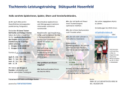 Tischtennis-Leistungstraining Stützpunkt Hosenfeld