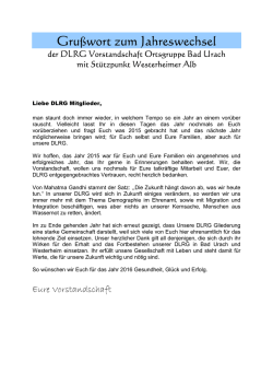 Gru&szlig;wort zum Jahreswechsel der DLRG Vorstandschaft Ortsgruppe