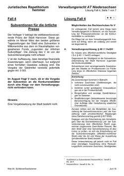 Fall 4 Subventionen f&uuml;r die &ouml;rtliche Presse
