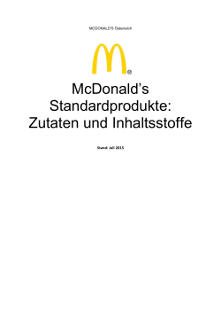 McDonald`s Standardprodukte: Zutaten und Inhaltsstoffe