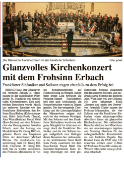 Glanzvolles Kirchenkonzert mit dem Frohsinn Erbach