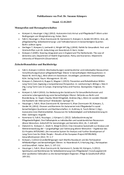 Publikationen von Prof. Dr. Susanne Kümpers Stand: 12.10.2015