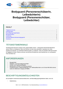 Bodyguard (LeibwächterIn, PersonenschützerIn)