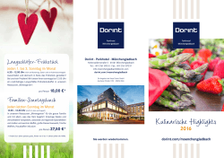Kulinarischer Kalender 2016 - Dorint · Parkhotel · Mönchengladbach