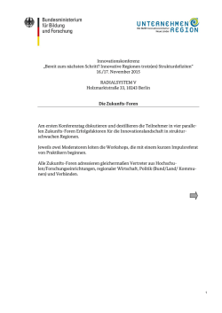 Die Zukunfts-Foren - Unternehmen Region