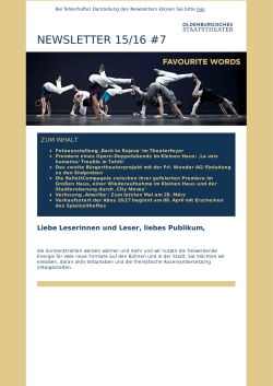 newsletter 15/16 #7 - Oldenburgisches Staatstheater