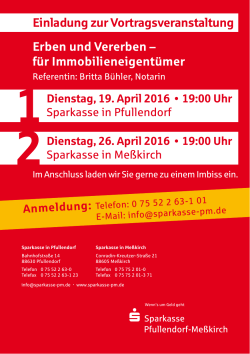 Erben und Vererben – für - Sparkasse Pfullendorf