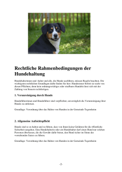 Rechtliche Rahmenbedingungen der Hundehaltung