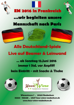 Alle Deutschland-Spiele Live auf Beamer & Leinwand EM 2016 in