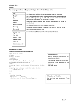 Informatik GK 12 Klassen Seite 1 Klassen programmieren in Delphi