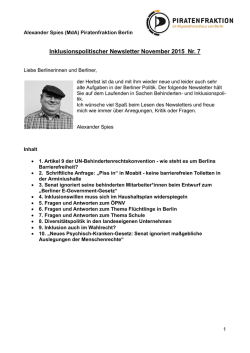 Inklusionspolitischer Newsletter November 2015 Nr. 7