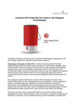 Libratone ZIPP erhält Red Dot Award in der Kategorie Produktdesign