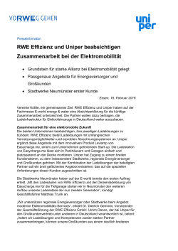 Februar 2016: RWE Effizienz und Uniper beabsichtigen
