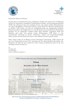 TTIP: Chancen für eine neue Partnerschaft mit den USA Vortrag
