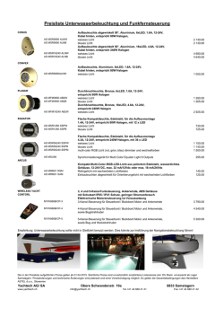 Preisliste Unterwasserbeleuchtung und Funkfernsteuerung