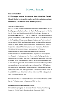 FKE-Gruppe erwirbt Kunzmann Maschinenbau GmbH