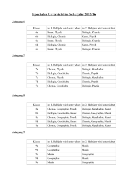 Epochaler Unterricht im Schuljahr 2015/16