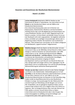 Dozenten und Dozentinnen der Musikschule Marienm&uuml;nster