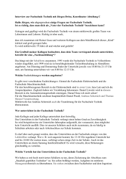 Interview zur Fachschule Technik mit J&uuml;rgen Dr&ouml;se, Koordinator