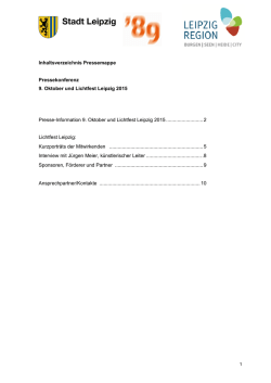 Inhaltsverzeichnis Pressemappe Pressekonferenz 9. Oktober und