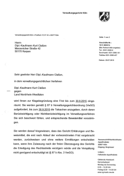 20.07.2015 Verwaltungsgericht Köln