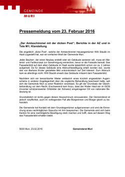 Pressemeldung vom 23. Februar 2016