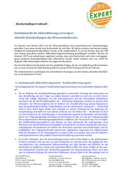 - HochschulExpert aktuell - Institutionelle Re