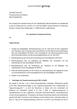 Einladung - HV 2015