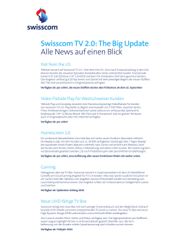 Swisscom TV 2.0: The Big Update Alle News auf einen Blick