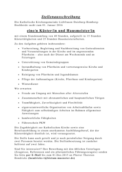 Küster/in und Hausmeister - Liebfrauen