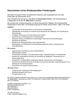 Hausmeister (m/w) Kinderparadies Friedenspark
