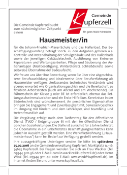 Hausmeister/in - Gemeinde Kupferzell