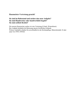 Hausmeister-Vertretung gesucht! Sie sind im Ruhestand und