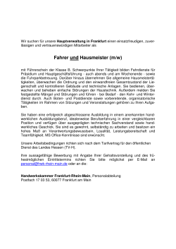 Fahrer und Hausmeister (m/w) - Handwerkskammer Frankfurt