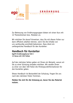 Handbuch f&uuml;r Kursleiter - EgoFit Gesundheitsberatung GmbH
