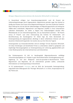 Bringen Migrantenunternehmen die deutsche Wirtschaft in Schwung?