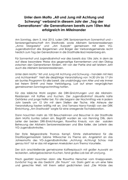 Unter dem Motto „Alt und Jung mit Achtung und Schwung“ verband