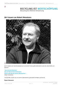 Wir trauern um Robert Messmann