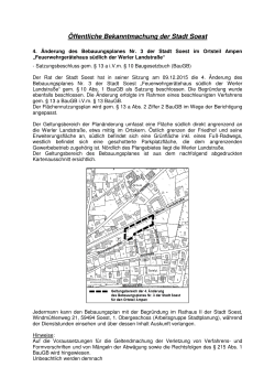 4. Änderung des Bebauungsplanes Nr. 3 der Stadt Soest im Ortsteil