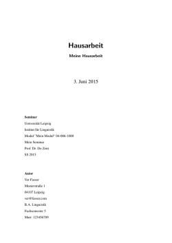 Hausarbeit - Universität Leipzig