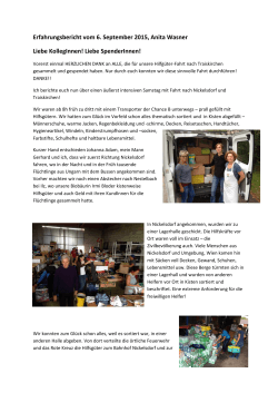 Erfahrungsbericht 6 September 2015 Wasner