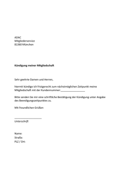 Musterbrief zur K&uuml;ndigung der Mitgliedschaft