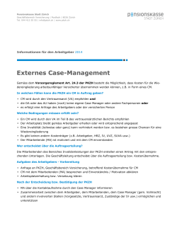 Externes Case-Management - Pensionskasse Stadt Zürich