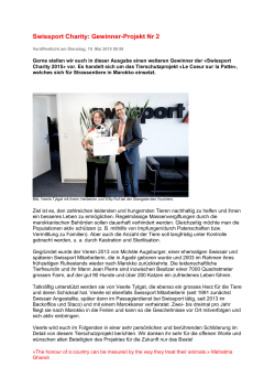 Swissport Charity: Gewinner-Projekt Nr 2