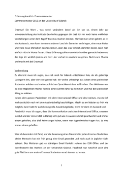 Erfahrungsbericht - Erasmussemester Sommersemester 2015 an